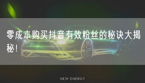 零成本购买抖音有效粉丝的秘诀大揭秘！