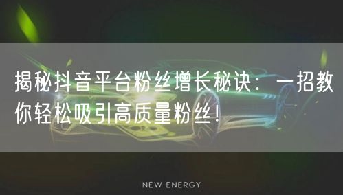 揭秘抖音平台粉丝增长秘诀：一招教你轻松吸引高质量粉丝！