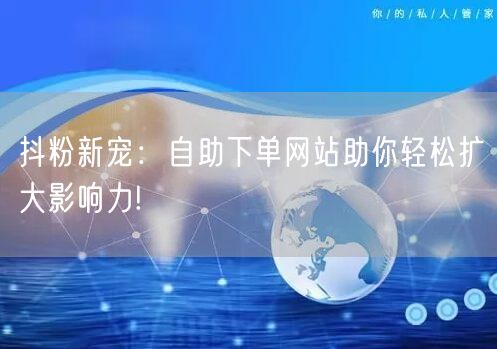 抖粉新宠：自助下单网站助你轻松扩大影响力!