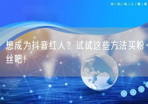 想成为抖音红人？试试这些方法买粉丝吧！
