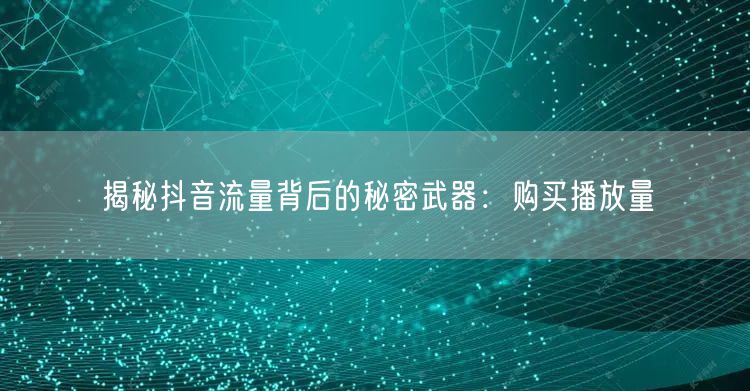 揭秘抖音流量背后的秘密武器：购买播放量